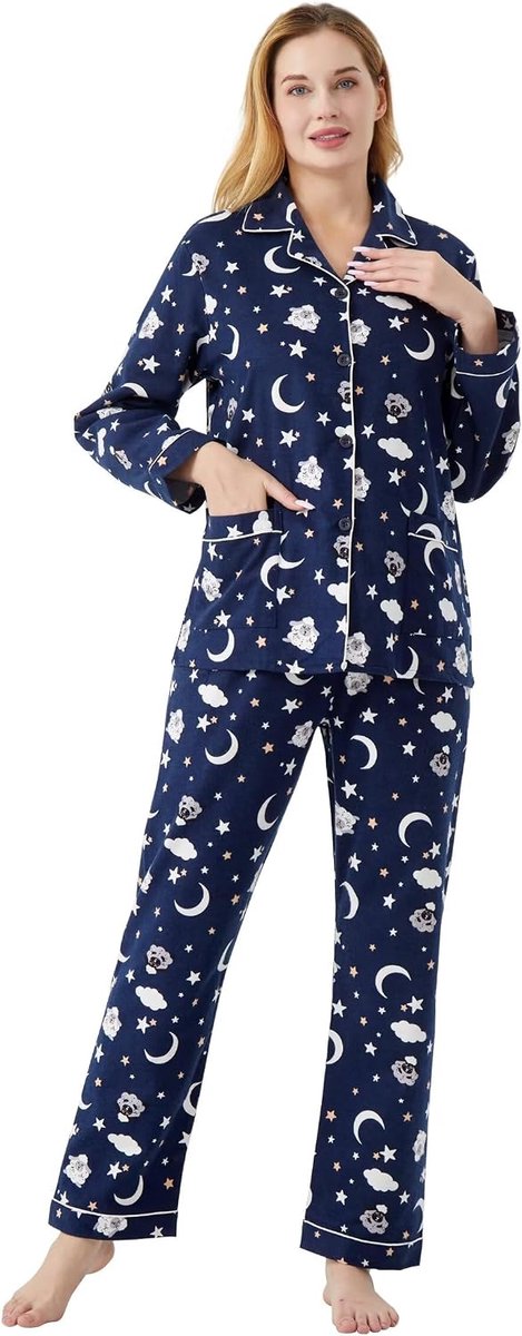 katoenen flanellen pyjama voor vrouwen 100% katoen flanel pyjama set zachte PJS gezellige dames loungewear