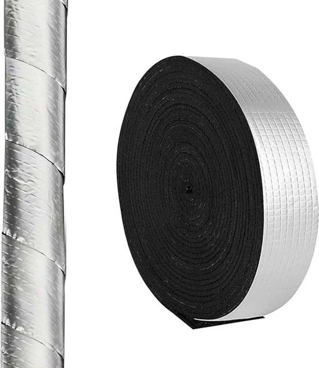 Isolatie voor slangen - Isolatiehuls leidingen - Energiebesparing - Reflecterende afdekking - 5 cm x 10 m - Grijs