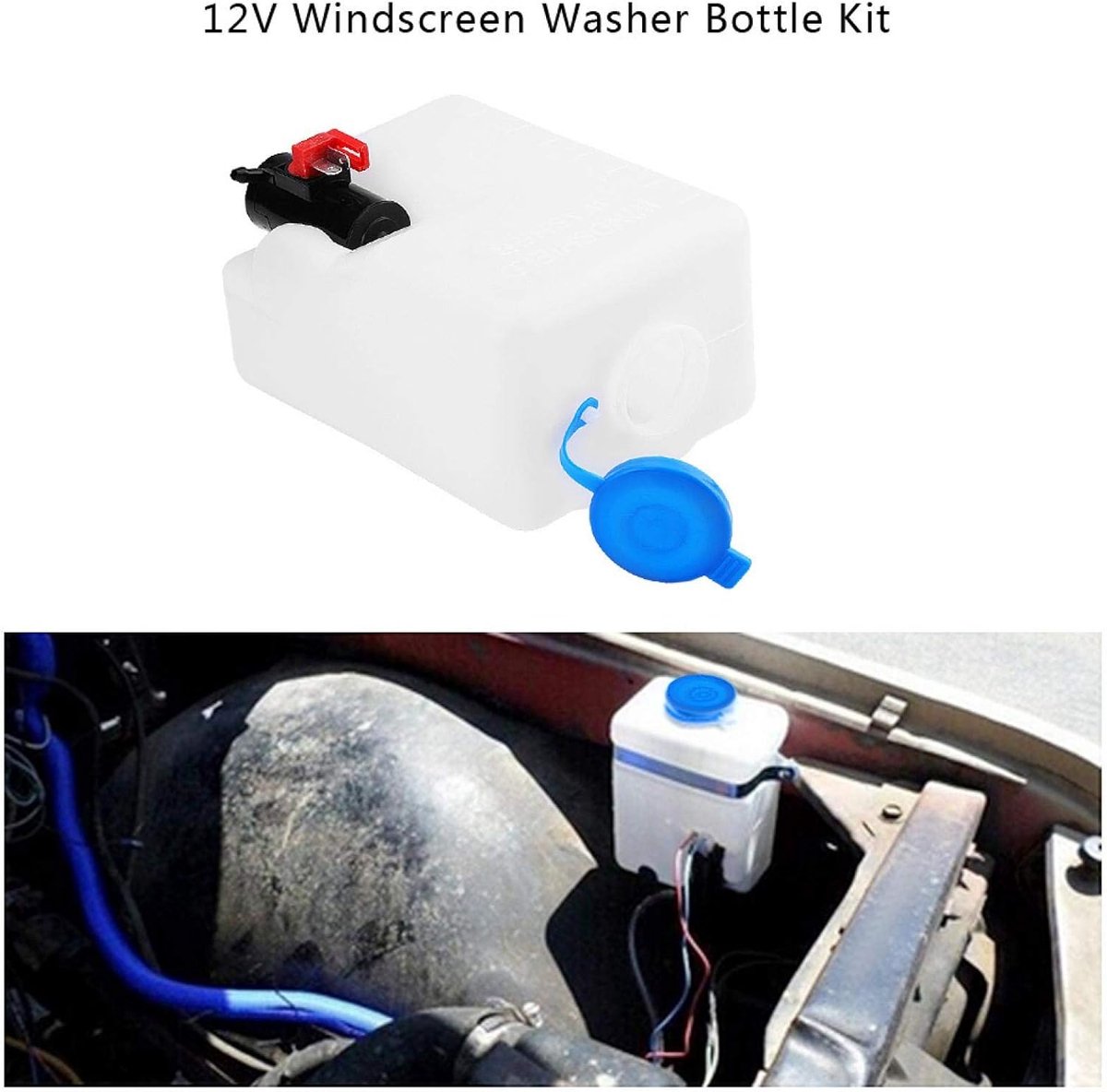 Ruitensproeierfles, Ruitensproeiertank, Universele Ruitensproeierpomp Flestankkit Reinigingsgereedschap 12V Geschikt voor klassieke auto's