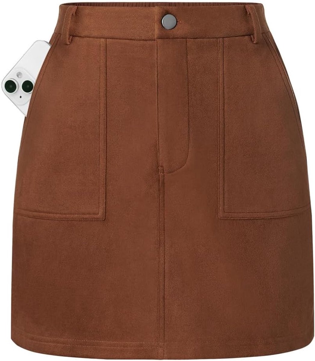 Kasin Damesrok, elegante A-lijn, hoge taille, suède, minirok