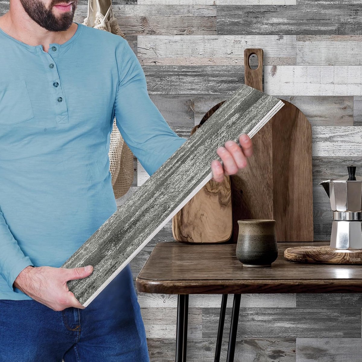 Tegelstickers voor keuken, 12 stuks muurstickers met houten effect, 3D-wandpanelen, afpellen en opplakken, muurtegel backsplash voor badkamer, retro zelfklevende waterdichte metrotegels DIY-10