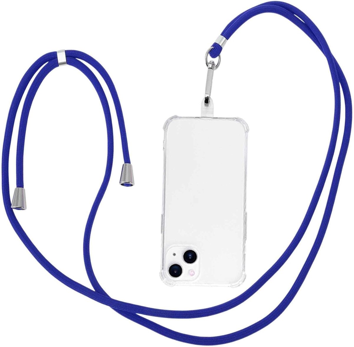 telefoonketting, verstelbaar, met universele patch, telefoonketting voor standaard smartphones, blauw