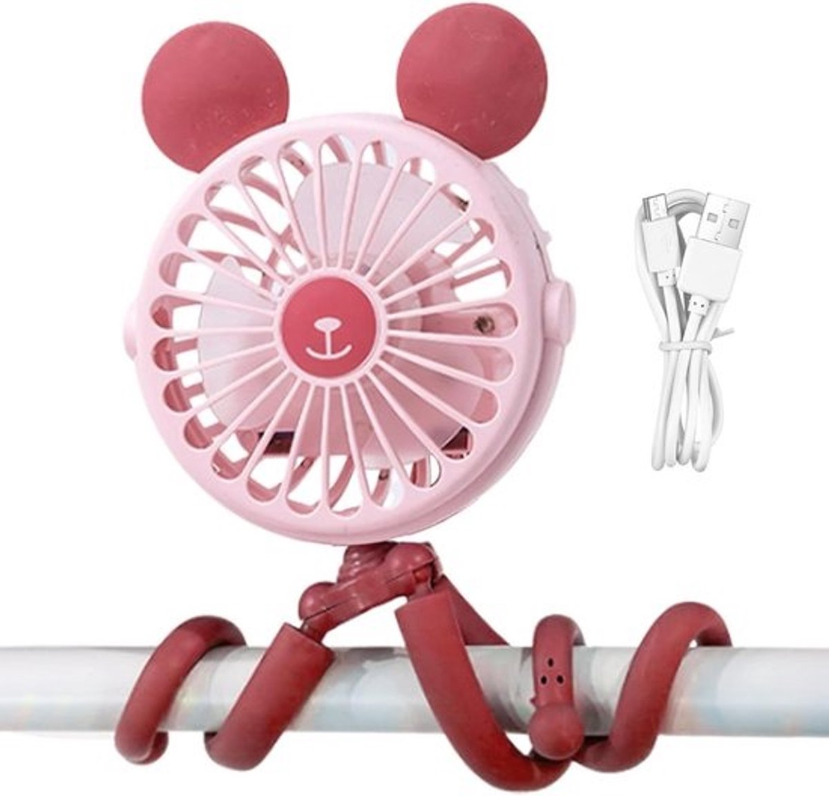 Draagbare Baby Ventilator - Flexibele Tripod Fan - Kinderwagen Koeling - Stille Werking - 10.7 x 4 x 11 cm