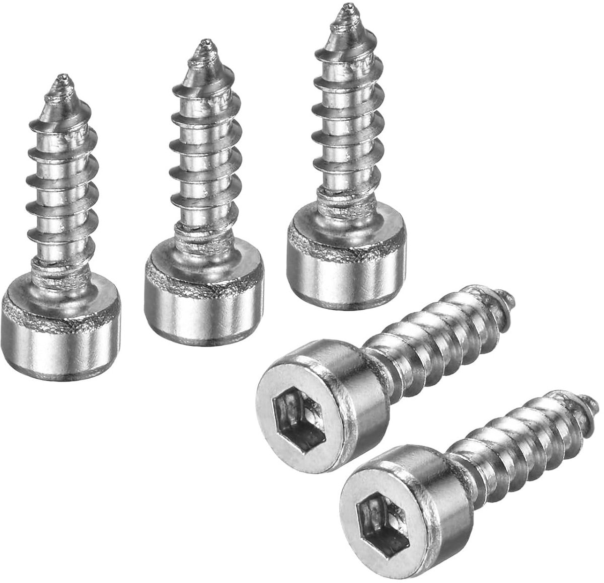 METERXITY 50 stuks zelftappende schroeven met holle zeskantige kop, M4 x 14 mm, roestvrij staal, zeshoekige aandrijving, zelfsnijdende punt voor meubels/machines/doe-het-zelfprojecten