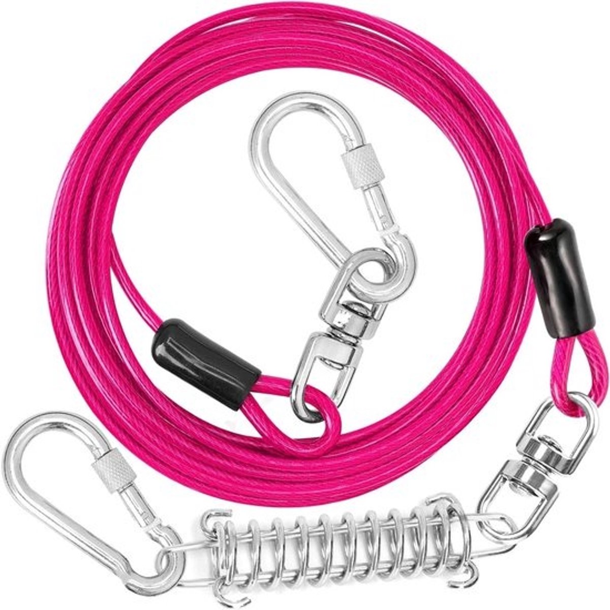 Hondenuitbindkabel - Hondenriem Tuin - Hond Vrij Laten - Draaibare Haak - 50 voet - Roze