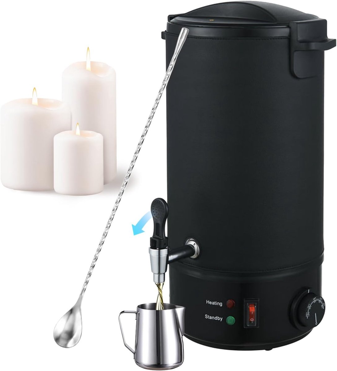 8L wassmelter voor het maken van kaarsen, instelbare temperatuur, voor handwerk of kleine bedrijven