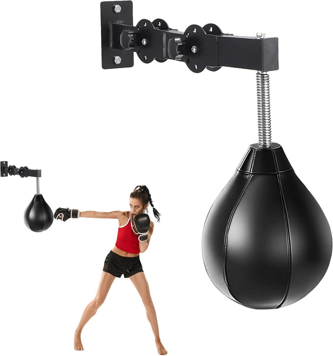 Bokszak, hangend, voor speedtraining, boksbal met ophanging, bokszak, hangend trainingsapparaat voor reflexen, voor thuis, gym, training, stressvermindering enz.