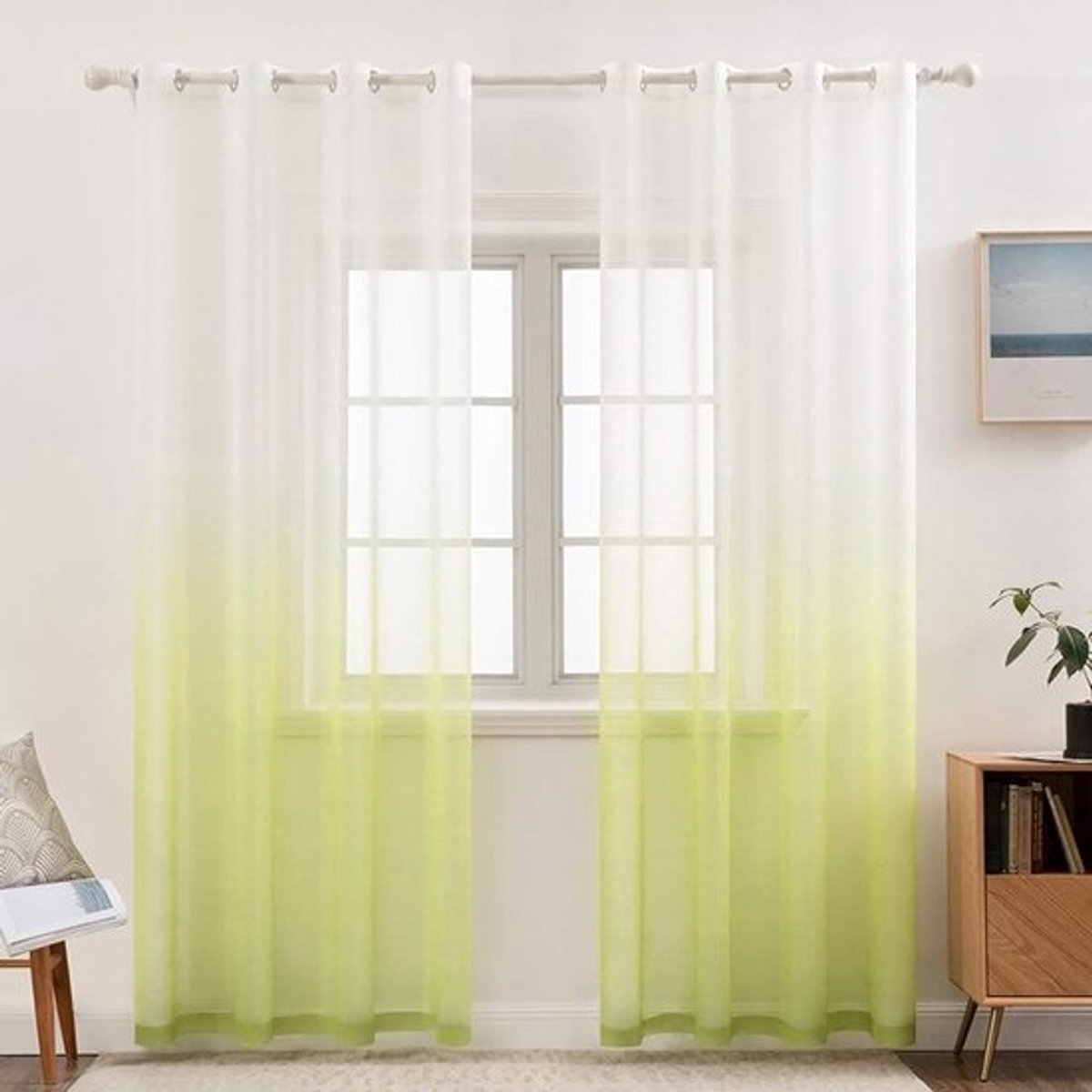 Transparante Gordijnen met Kleurverloop Set van 2 Ideale Decoratie voor Slaapkamer en Woonkamer 225 x 140 cm