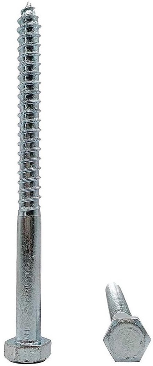 8x Verzegde Houtschroeven met Zeskantkop M12 x 140 mm - Sterke Bakkerbouten voor Constructie