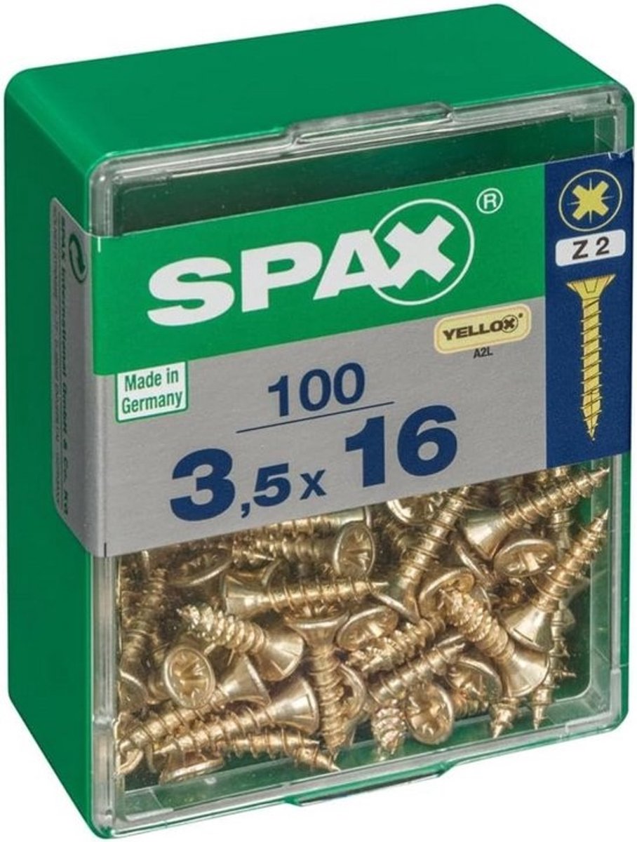 Universele Spaanplaatschroeven Geel Verzinkt - 16 x 3,5 mm - 100 stuks