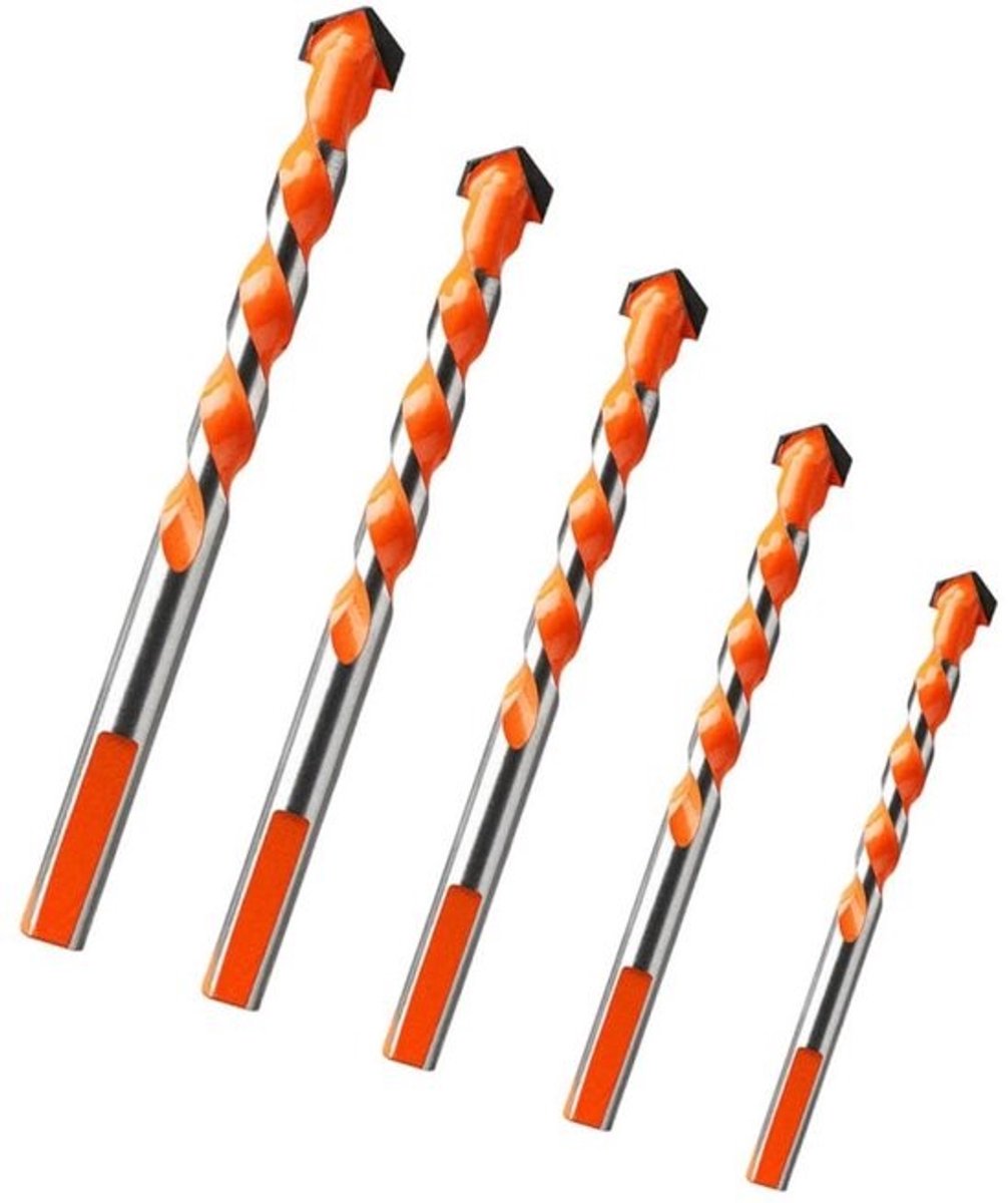 Boorset Keramische Tegels - Betonboren Tegelboren - Gaten Boren - U-vormig Sleufontwerp - 5 Stuks - Oranje