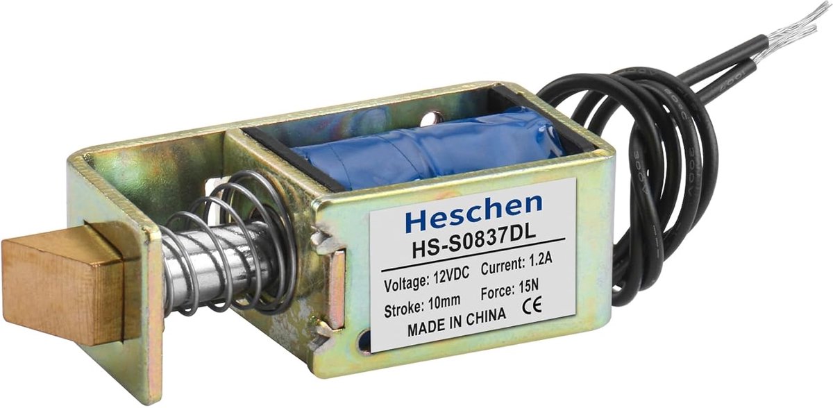 Jhubersproducts - Elektromagneet - Push-Pull Mechanisme - Open Frame Deurslot - DC12V - 15N Slagkracht - Ideaal voor Deursystemen - 10mm Slag