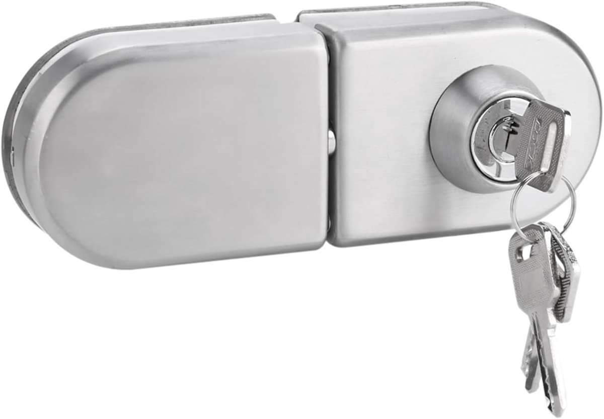 Dailygoods- Glazen Deurslot - Roestvrij Staal - Deurslot met Sleutel - Deurslot Buitendeur - Deurslot Binnendeur - Geschikt voor 10-12mm Glas