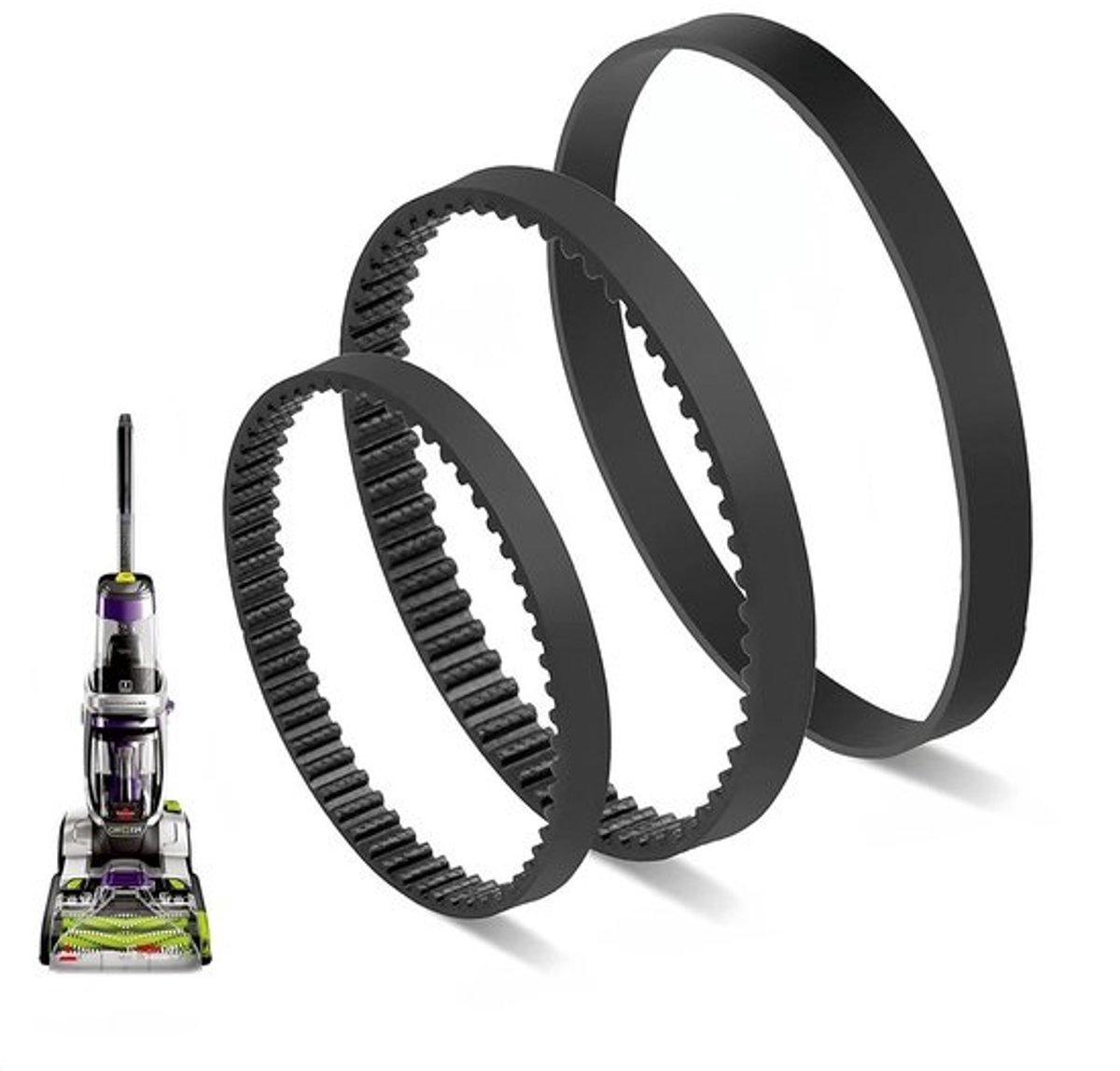 Vervangende Riemenset Stofzuiger - Reparatieset Onderdelen - Stofzuiger Onderhoud - Specifiek voor ProHeat 2X - 3 stuks - Zwart