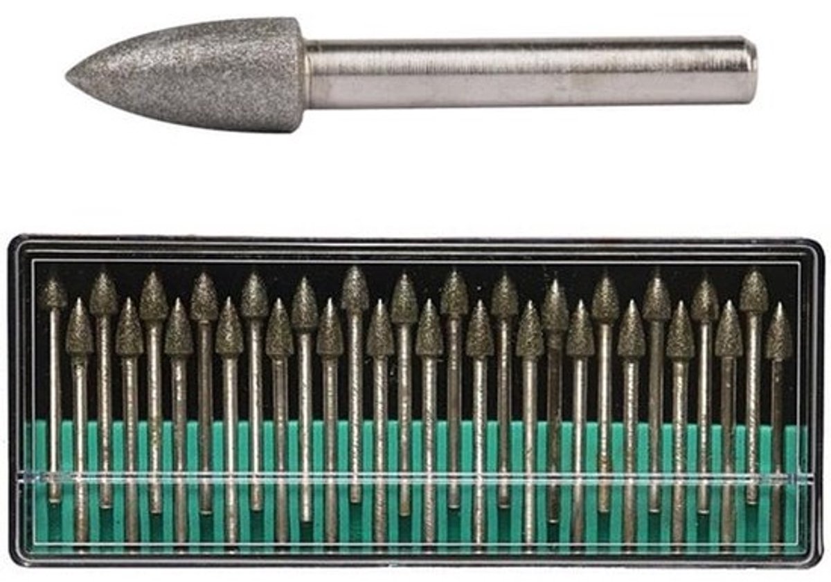 Diamantslijpbeitels - Diamantbraamset - Fijn detailwerk - Hoge hardheid - 30 stuks - Zilver