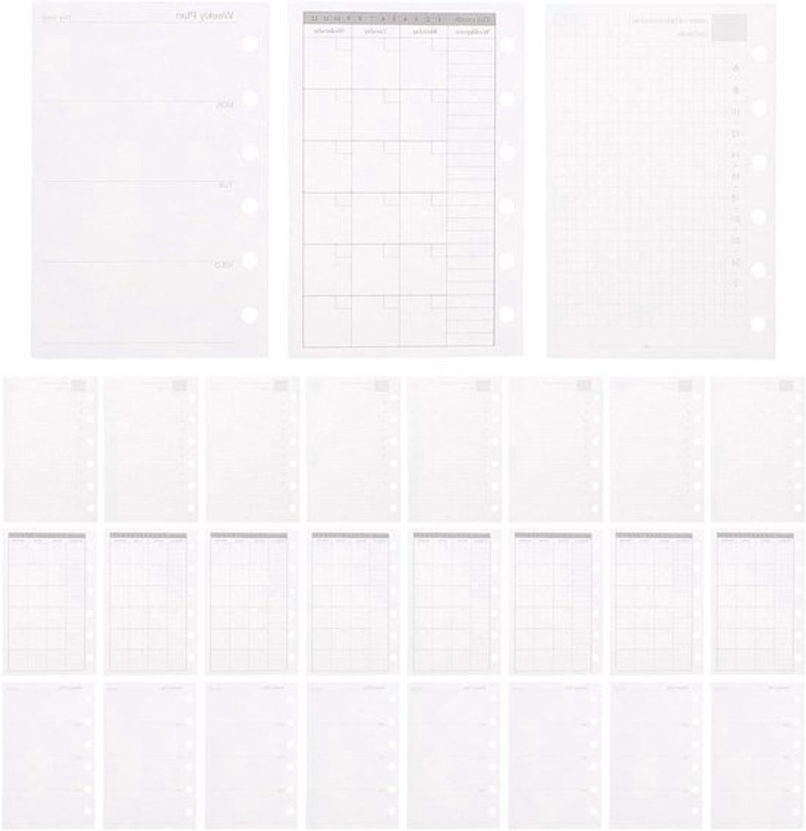 Navulpapier A7 - Planner Vullingen - Dagelijkse Organisatie - Glad Schrijfoppervlak - 125 x 82 cm - Wit