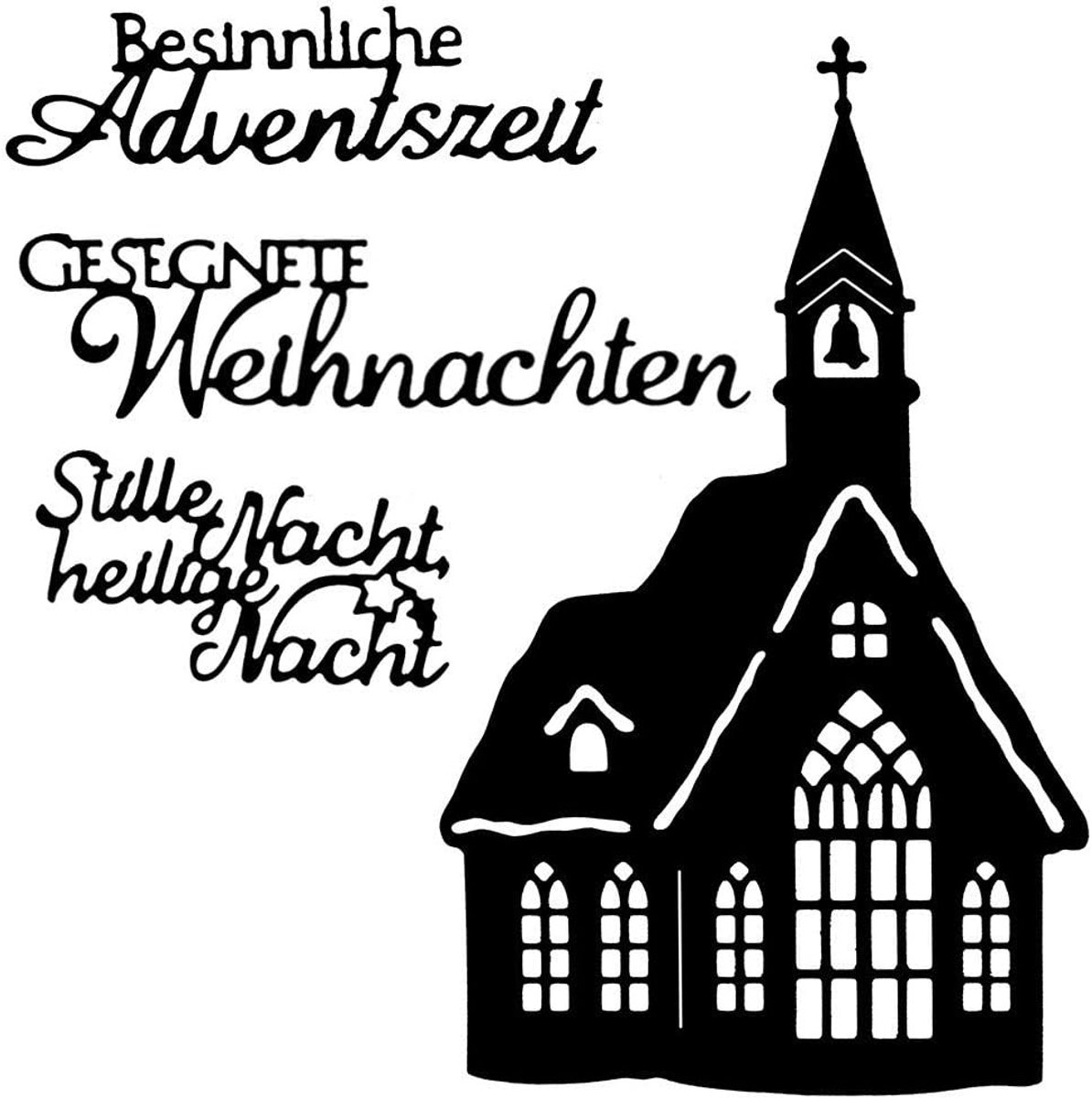 Stanssjabonnen, kerk & kerstgroeten, 4 stuks