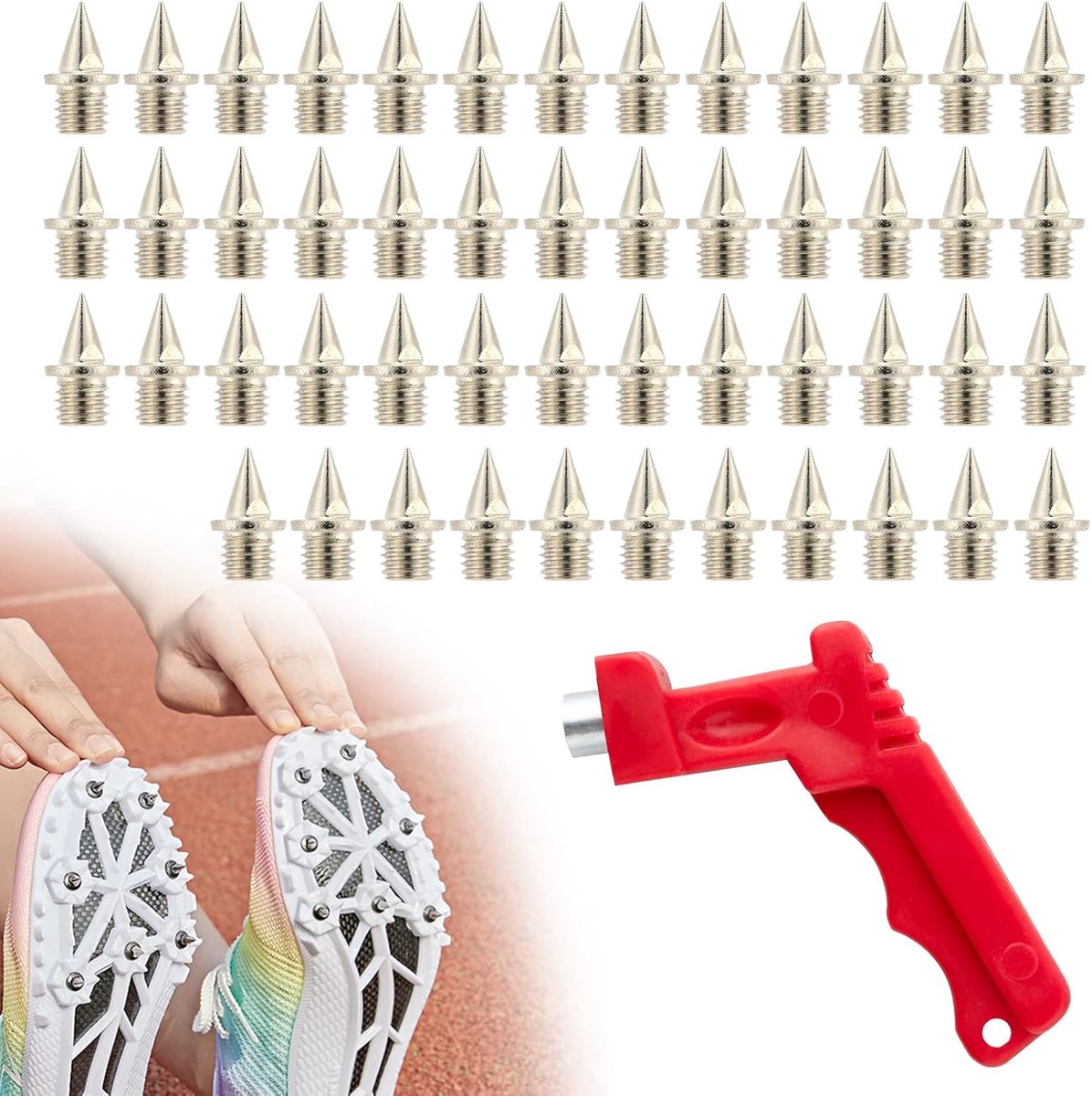 Dailygoods- Nagels Set van 50 - Puntige Nagels - Reservepunten voor Atletiekschoenen - Robuuste Punten voor Hardlopen - Kunststof Baan - Comfortabele