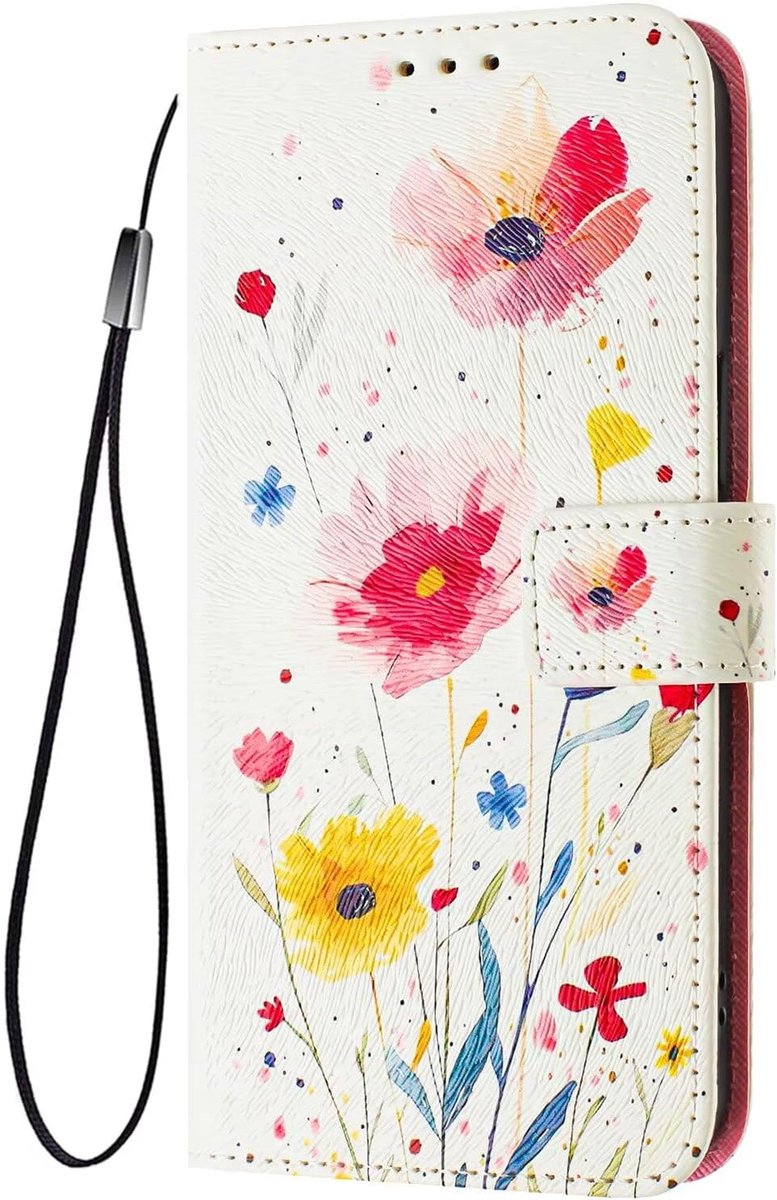 Beschermhoes voor Samsung Galaxy A56 5G/Samsung A36 5G, elegante bloemen en schattige animaties, dames, beschermhoes, PU-leer, flip case, schokbestendig, beschermhoes met kaartsleuven