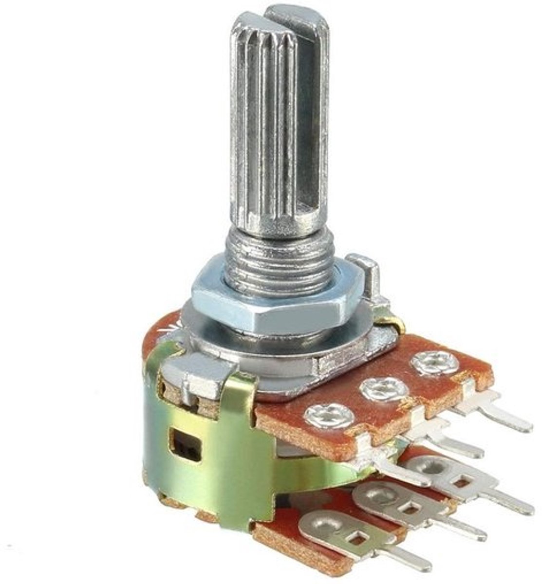 Variabele Weerstanden - Draaipotentiometer Dubbele Draai - Elektronische Projecten - 6 Pin Aansluiting - 20K Ohm - Zilverkleurig