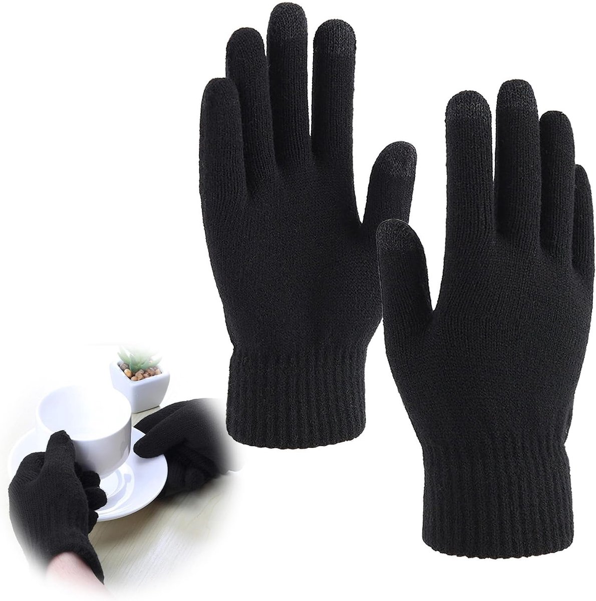 Handschoenen voor dames en heren, touchscreen, winterhandschoenen, flexibel en aangenaam, touchscreen-compatibel, elastische manchetten, flexibele uniseks vingerhandschoenen