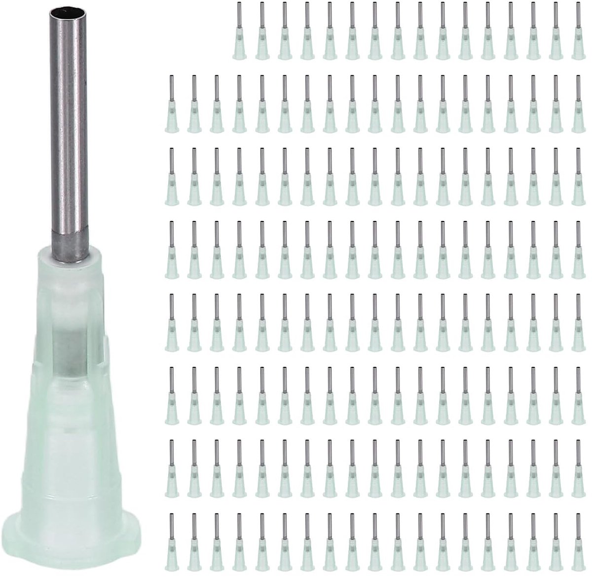 Ronde punt dispensernaalden 150 stuks, 0,5 inch, 14 g, roestvrijstalen punt voor het geven van lijm of vloeistoffen, industriële olie- of lijmapplicatoren, lichtgroen