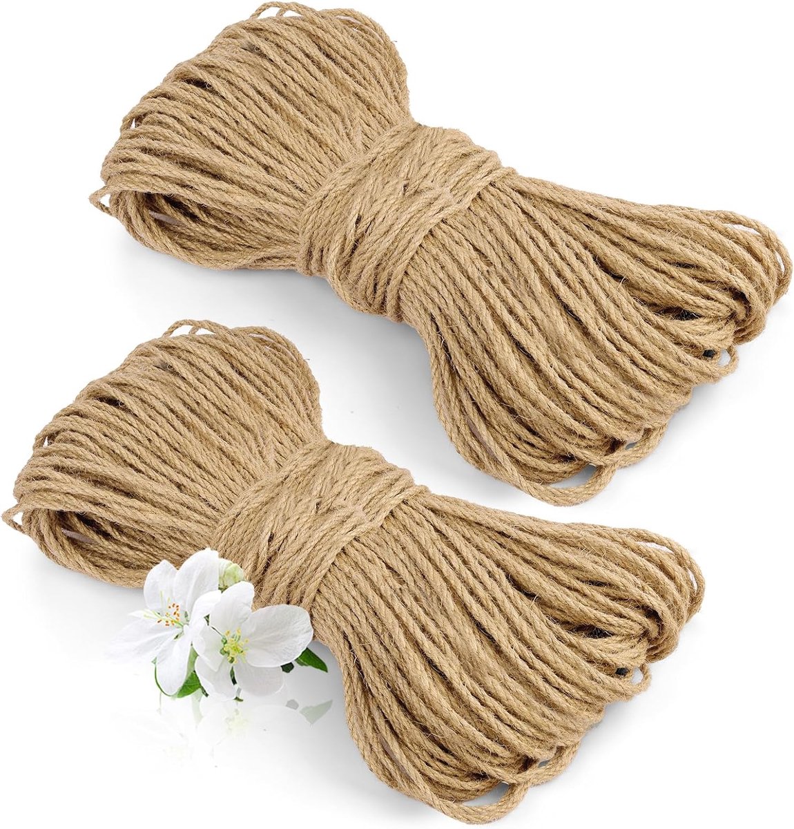 Jute touw, 270 m x 2 mm, robuust tuinkoord, 3 gevlochten strengen, veilig voor krabmachines katten, knutselen en decoratie binnen en buiten, geschenkverpakking en bloemisterij