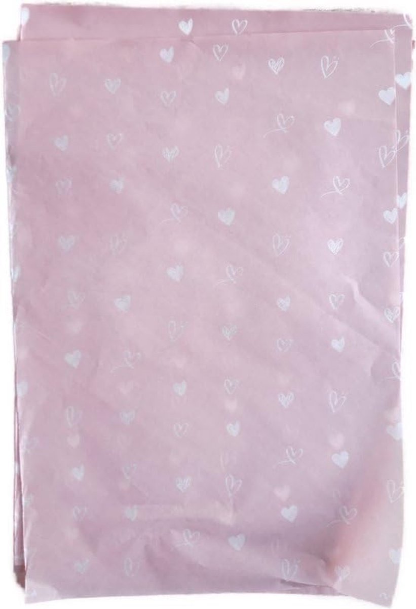 Zijdepapier roze hartjes - 100 stuks - A5 Zijdepapier roze hartjes tissue papier 150 X 210mm Vloeipapier tissue inpakpapier