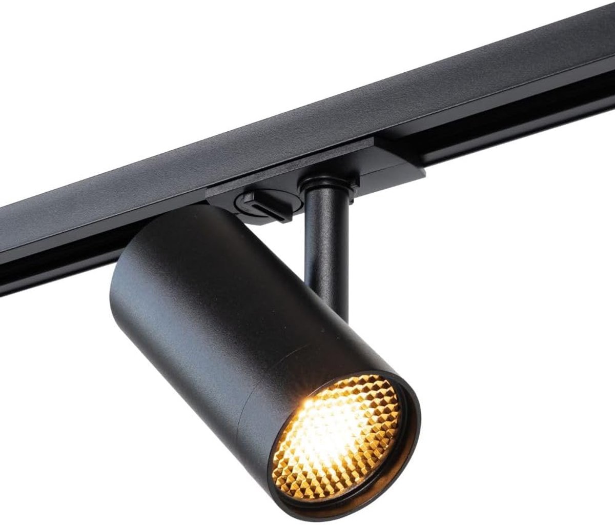 III 1-Fase Railverlichting - GU10-200cm - I-vorm - 5 Viror Mesh spots - Railsysteem - Zwart