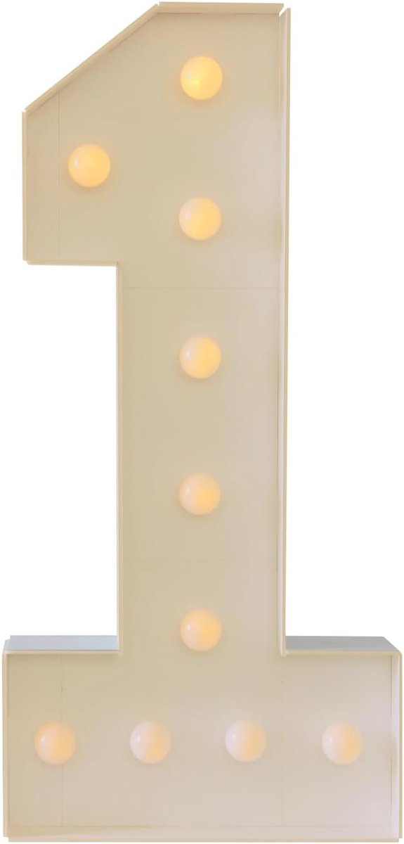 Cijfer verlicht - 0 1 2 3 4 5 6 7 8 9, cijferlampen, digitale decoratie licht op batterijen, cijferdecoratie voor verjaardag, jubileum feest, 100 cm (1)