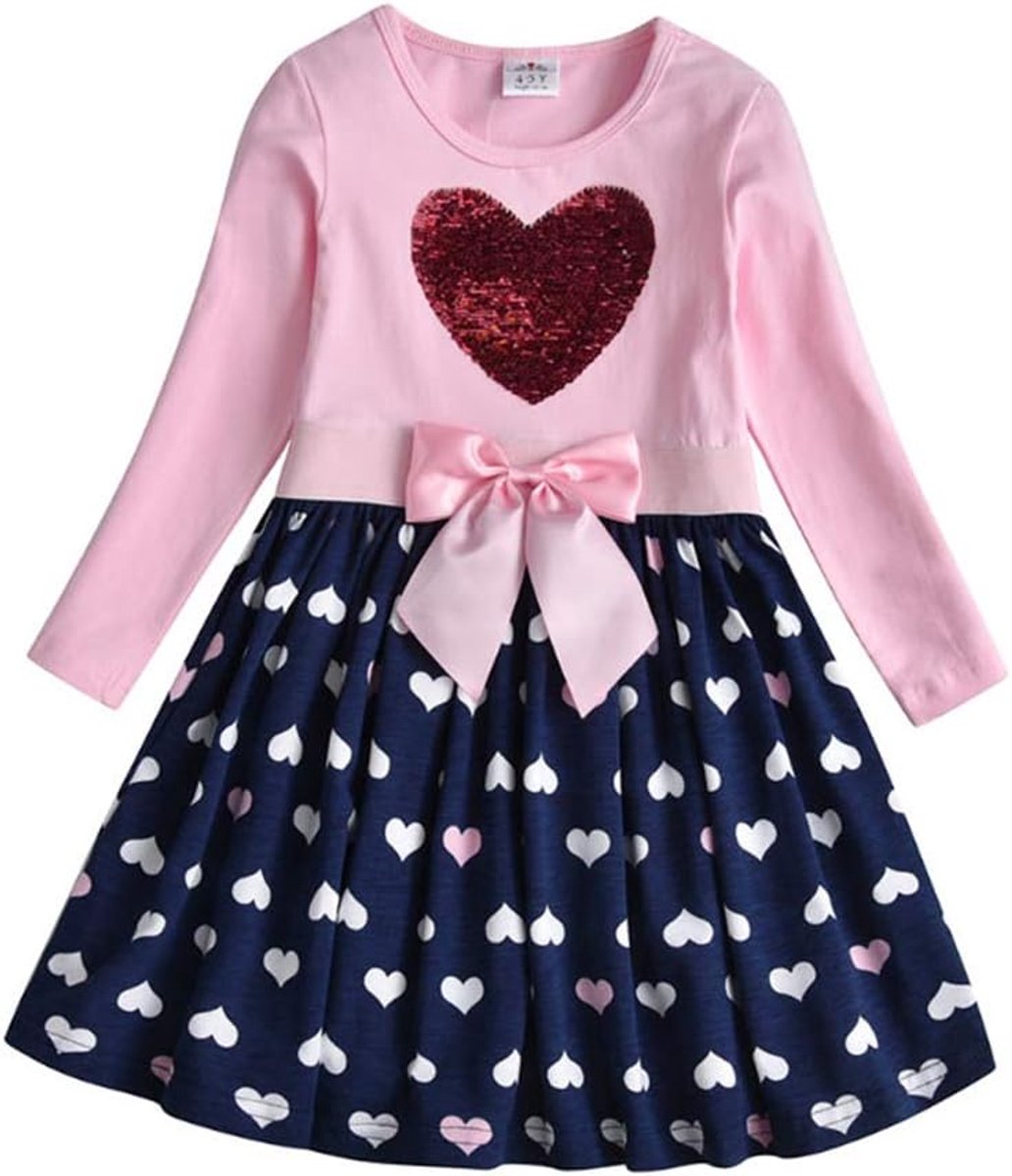 Jurken pailletten patroon winter lange mouwen kleding party kids jurk mt. 90-130