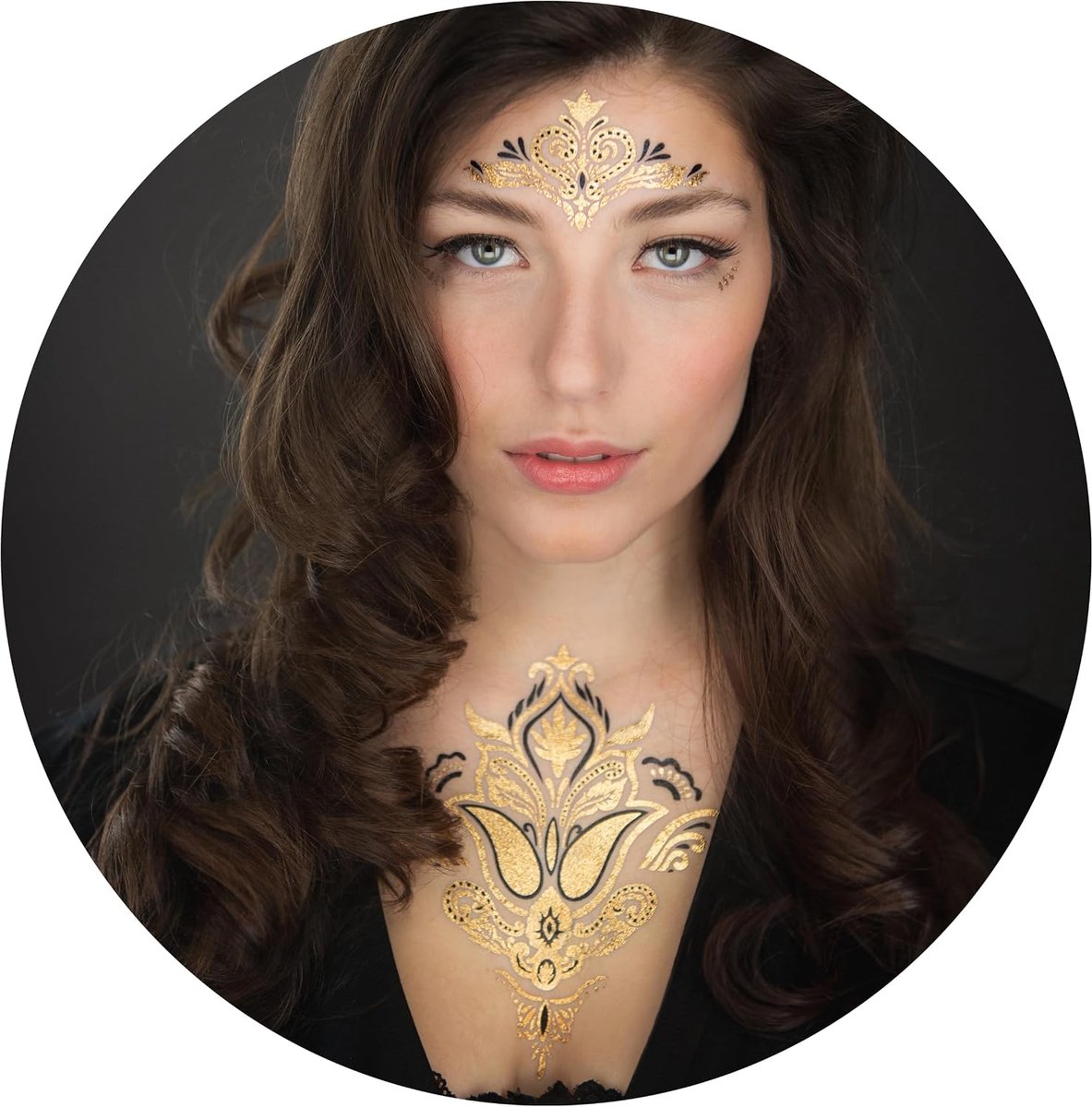 Golden Summer Tattoo-looks "Golden Summer" om op gezicht, armen, lichaam, tatoeages voor volwassenen, set van 2 tijdelijke tatoeages voor dames, heren, kinderen, festival, carnaval, kostuum