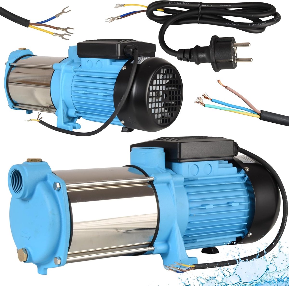 MAX-H 1300 (1300 W, 6000 l/h debiet, 55 m pomphoogte), voor schoon water, tuinpomp, irrigatiepomp, regenwaterpomp