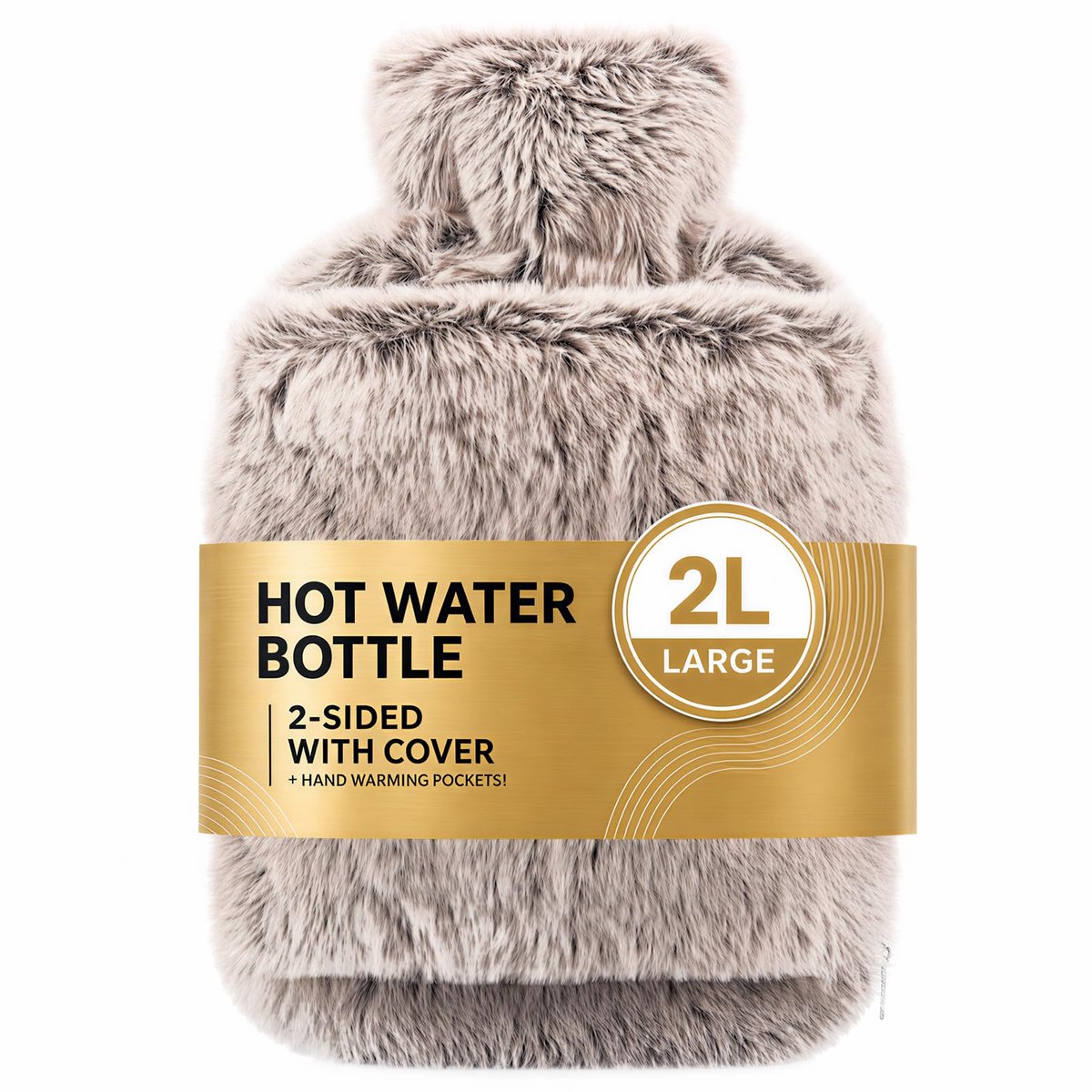 Warmwaterkruik 2 liter - luxe nepbonthoes - natuurlijk rubber - langdurige warmte voor menstruatiepijn - ShopVlot
