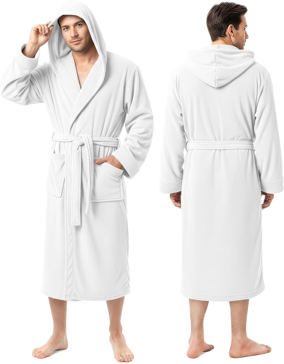 Threads Ny Threads Hooded Bathrobe heren Fleece badjas met capuchon