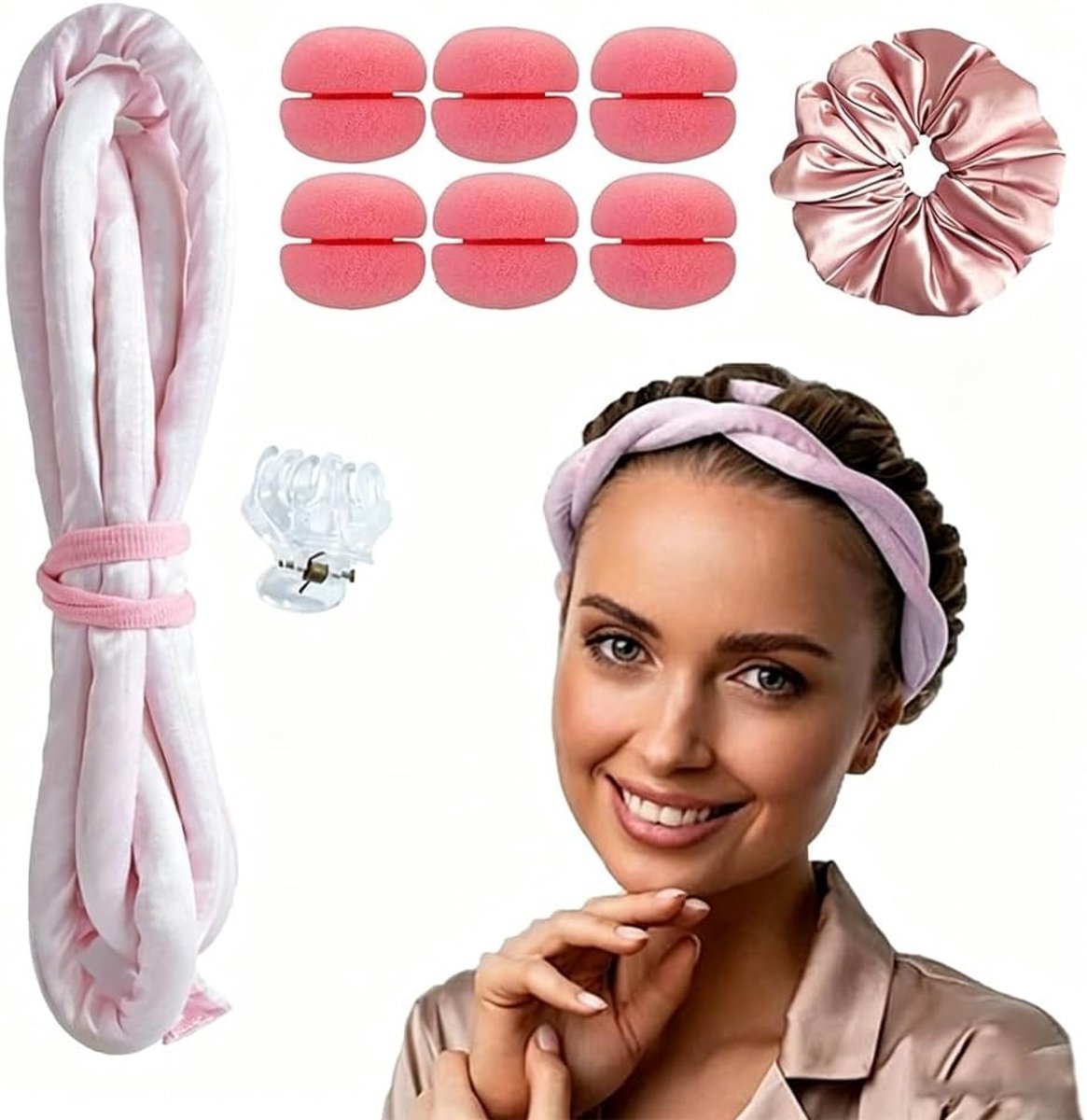 Krultang zonder hitte, 9 stuks, voor haar, krultang, satijnen krultang, zonder hitte, Heatless Hair Curler voor golven en krullen