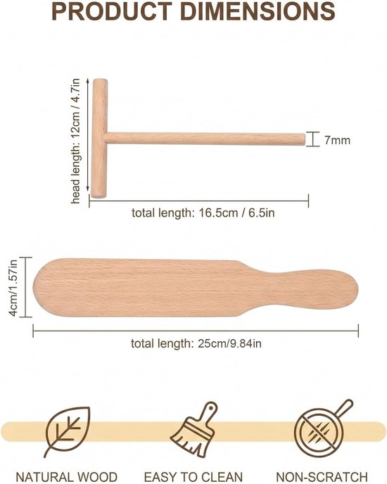 Spatels voor crêpes en pannenkoeken, deegdispenser, hark, strooier, keukengereedschap — afbeelding 2