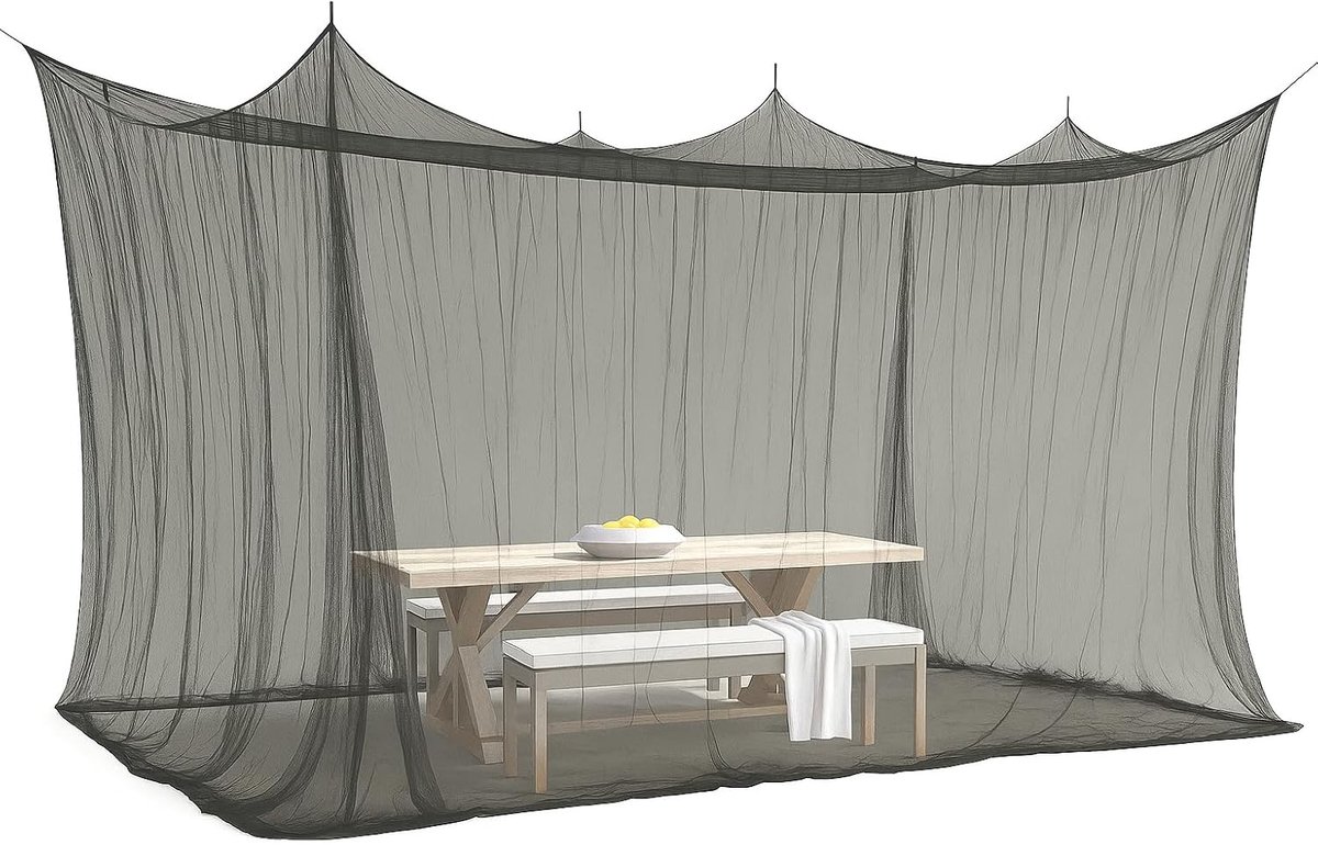 Mosquitoneten voor binnen en buiten 300 x 500 x 250 cm, 220 Mesh, XXL, zwart, 5 meter