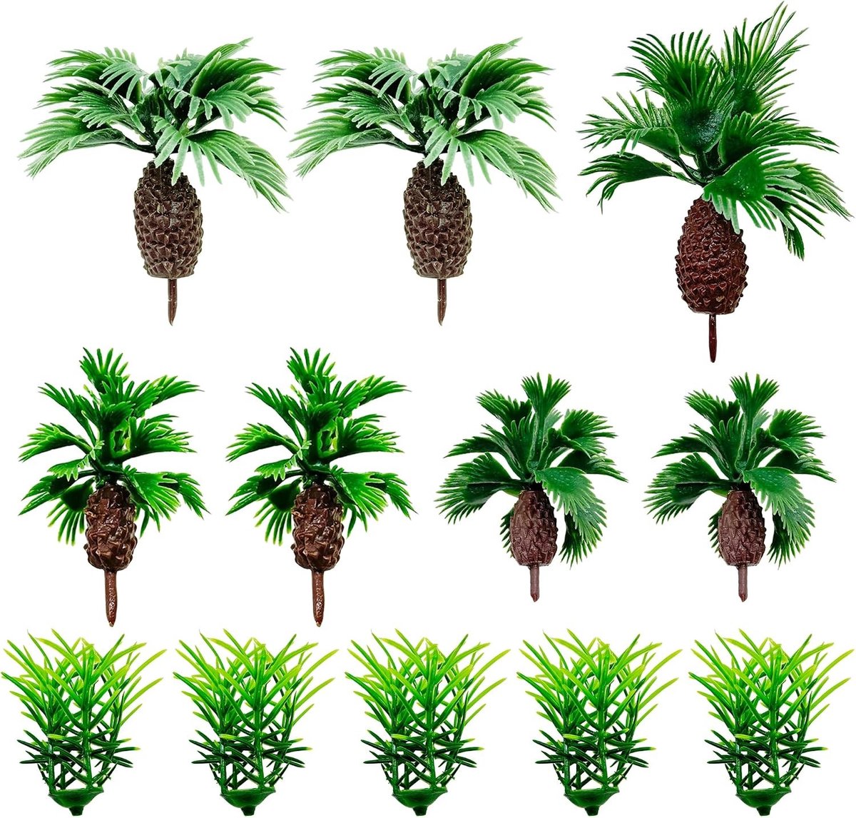 12 Stuks Miniatuur Palm Bomen en Gras voor Modelbouw, DIY Landschap en Tuin Decoratie