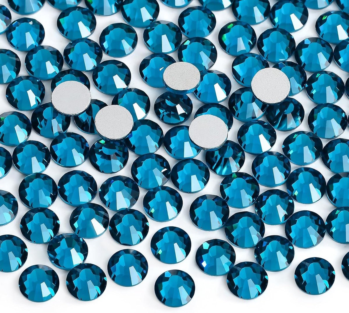 Steentjes platte achterkant strass niet-hotfix glazen edelstenen voor nail art, kleding, telefoonhoesjes, schoenen en doe-het-zelf ambachten 3,2 mm, SS12/1440 stuks, Blue Zircon
