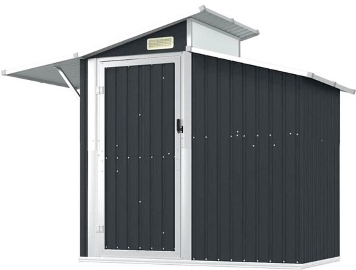 Tuinhuis Metaal - Opbergunit Schuur - Tuinspullen Opbergen - Roestbestendig Staal - 270x130x209 cm - Antraciet
