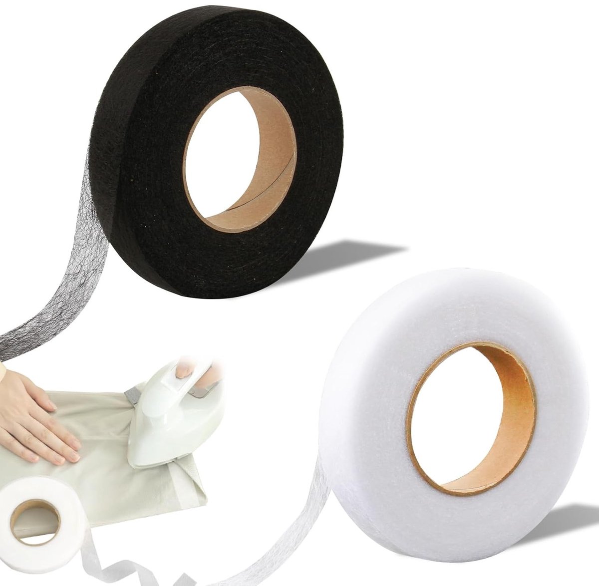 Dubbelzijdige sterke plakband voor zomen, 64 m breed, ideaal voor kleding en decoraties - 2 rollen
