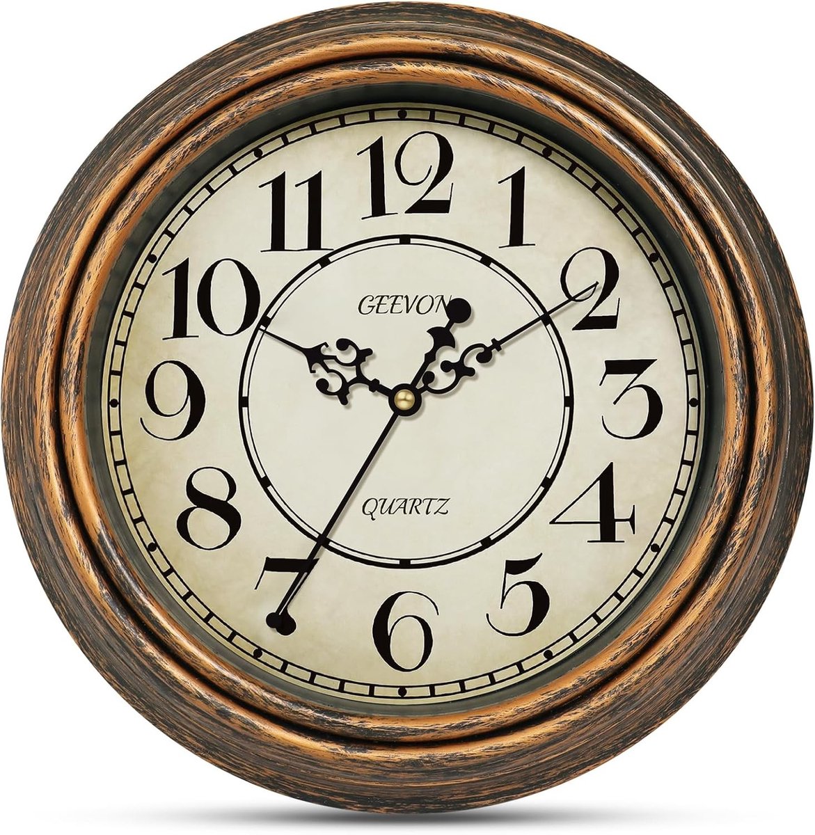 Retro Wandklok, Stil en Geen Tikkend Geluid, Ronde Vintage Quartz Klok voor Thuisdecoratie