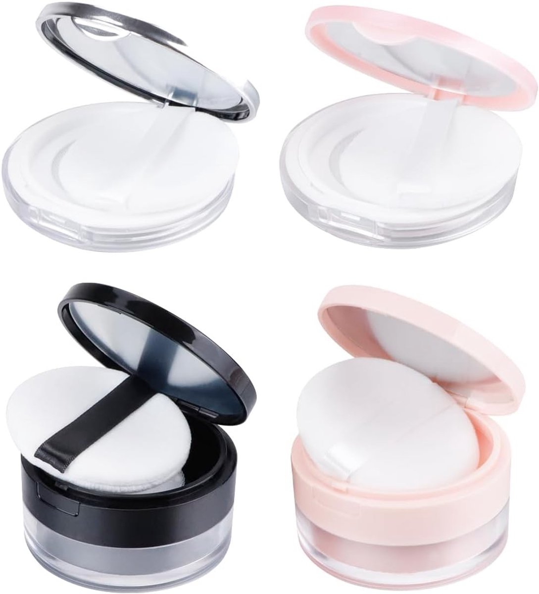 Set van 4 Poederdozen met 8 Poederkwasten, Navulbaar en Compact voor DIY Make-up en Reisgebruik
