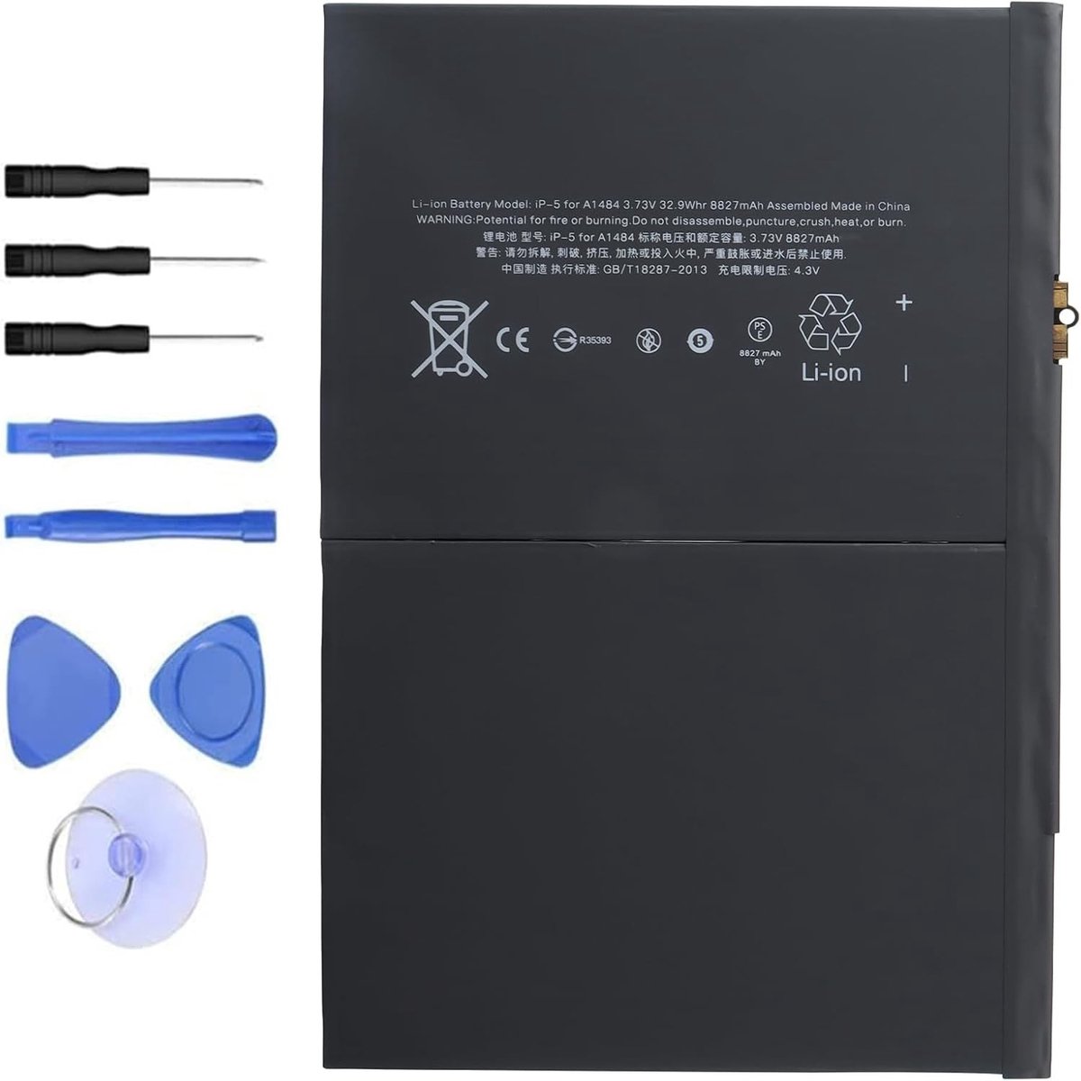 Vervangende batterij voor iPad 5e, 6e, 7e en 8e generatie - Geschikt voor A1474, A1475, A1476, A1822, A1823, A1893, A1954, A2197, A2198, A2200, A2270, A2428 - Duurzaam, hoogwaardig en betrouwbaar