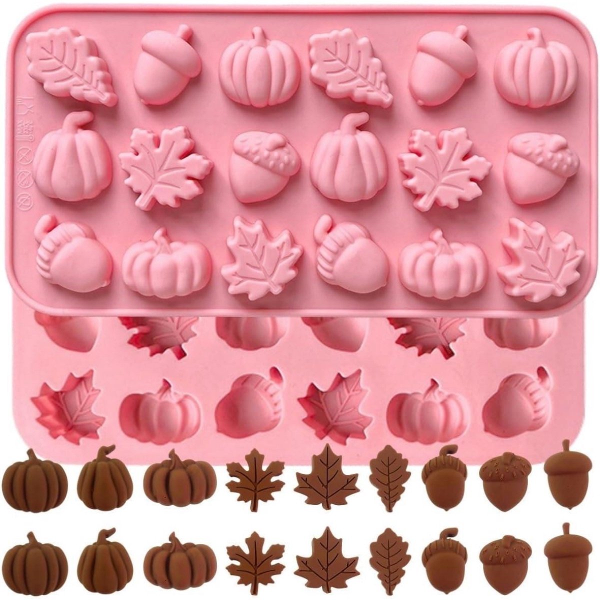 SSTRWGOOD 2 Stuks Chocoladevormen - 3D Silikon Schokoladevorm - Herfst Themas - Geschikt voor Chocolade en Snoep - Silicone - 20x10.5x1cm