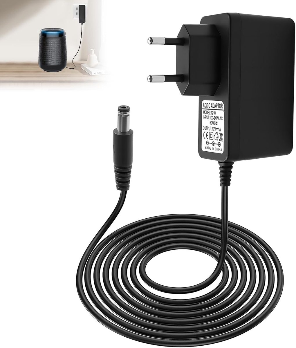 voedingsadapter, 12 V, 1 A, 1,5 m, universele stroomvoorziening AC 100-240 V, 50/60 Hz, DC 5,5 x 2,5 mm, oplader, compatibel met router, tv-box, CCTV, camera, mini-ventilator, tafellamp