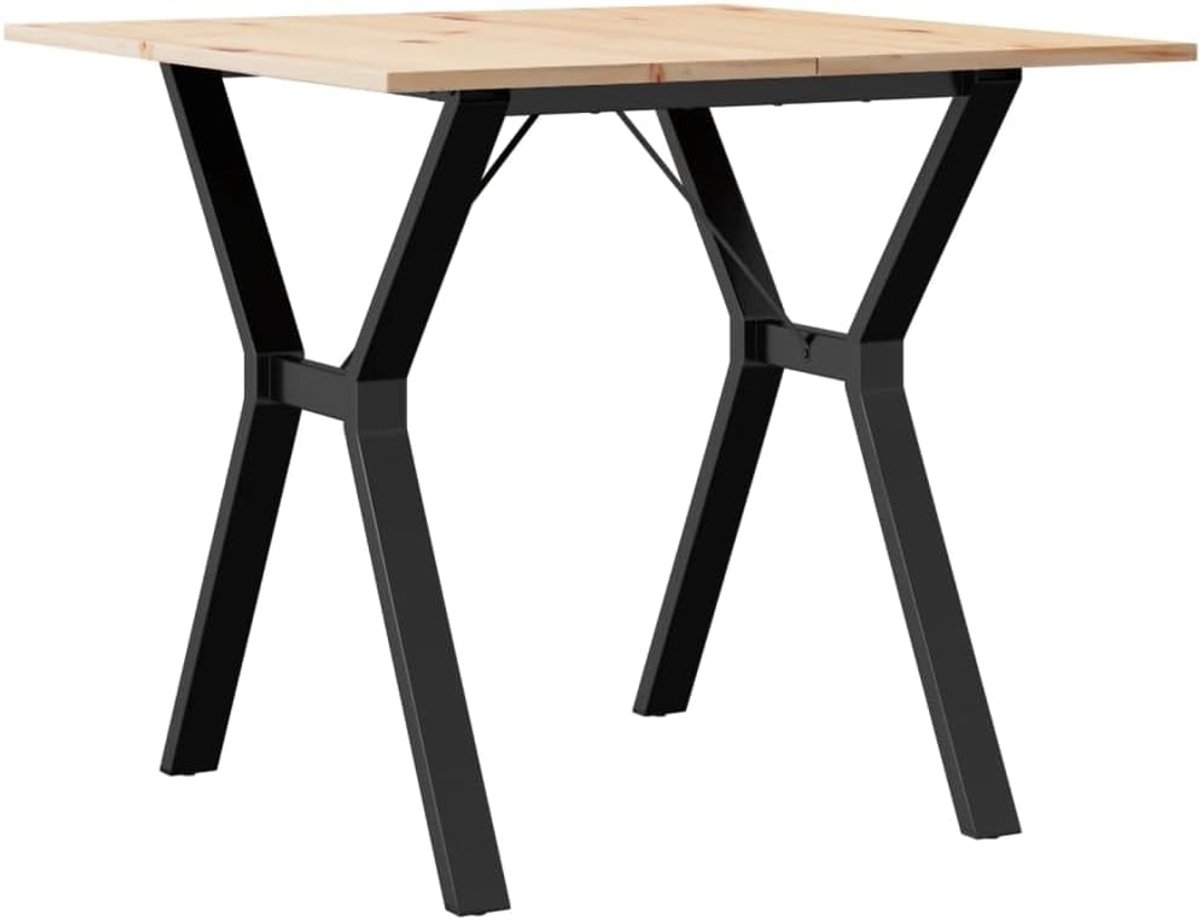 Eettafel met Natuurlijk Houten Blad, met Zwart Metalen Frame, Vierkante Keukentafel in Industriële Stijl, Toepasbaar in Kleine Ruimtes, Ontbijthoekjes en Eetkamermeubilair (80x80x75 cm #45)