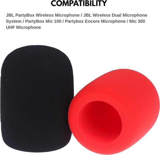 2 Pack | Schuimrubberen Hoes Popfilter voor JBL PartyBox Draadloze Microfoon/JBL Draadloze Twee Microfoonsysteem/PartyBox Mic 100 / Partybox Encore/Mic 300 UHF — afbeelding 2
