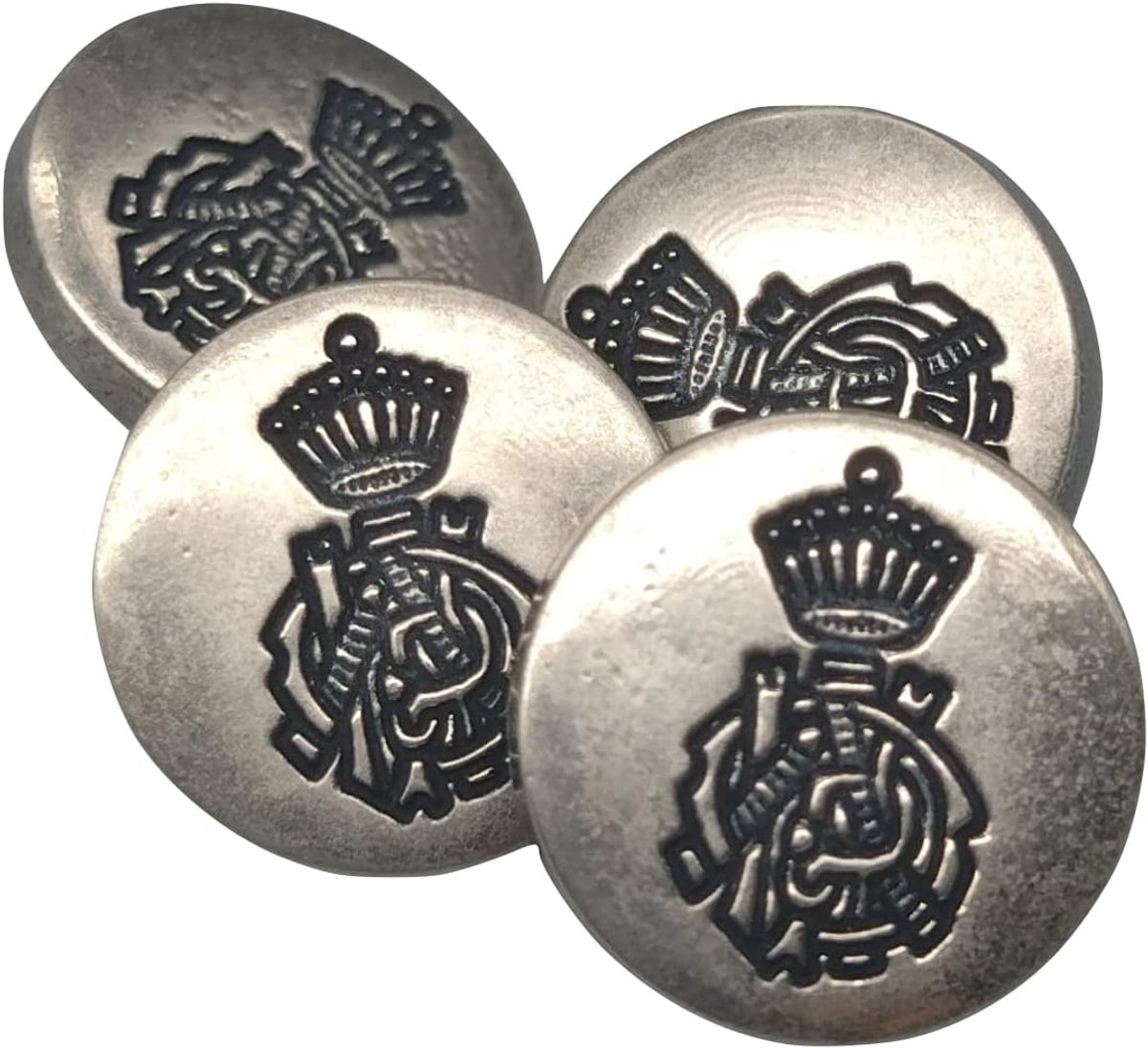 Knopen goud en zilver met wapengravure - 2 maten 15 en 20 mm - Gemaakt en verzonden vanuit Spanje (zilver, 15 mm)